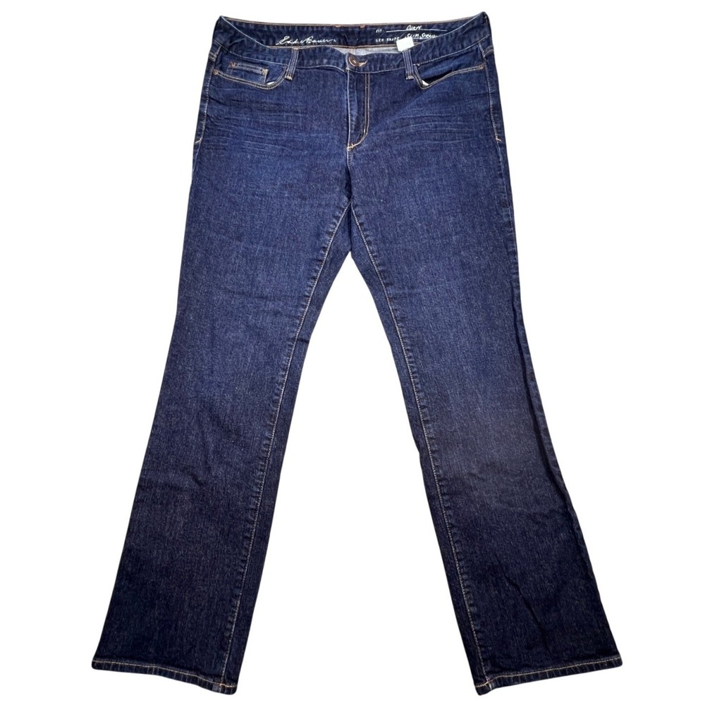 Eddie Bauer Dark Wash Curvy Fit Slim Straight Jeans Womens 16